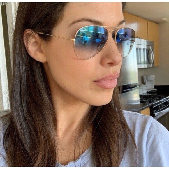 Ray-Ban Aviator RB3025 001/3F 58mm Gold Frame Light Blue Gradient Sunglasses NIB - Picture 11 of 16